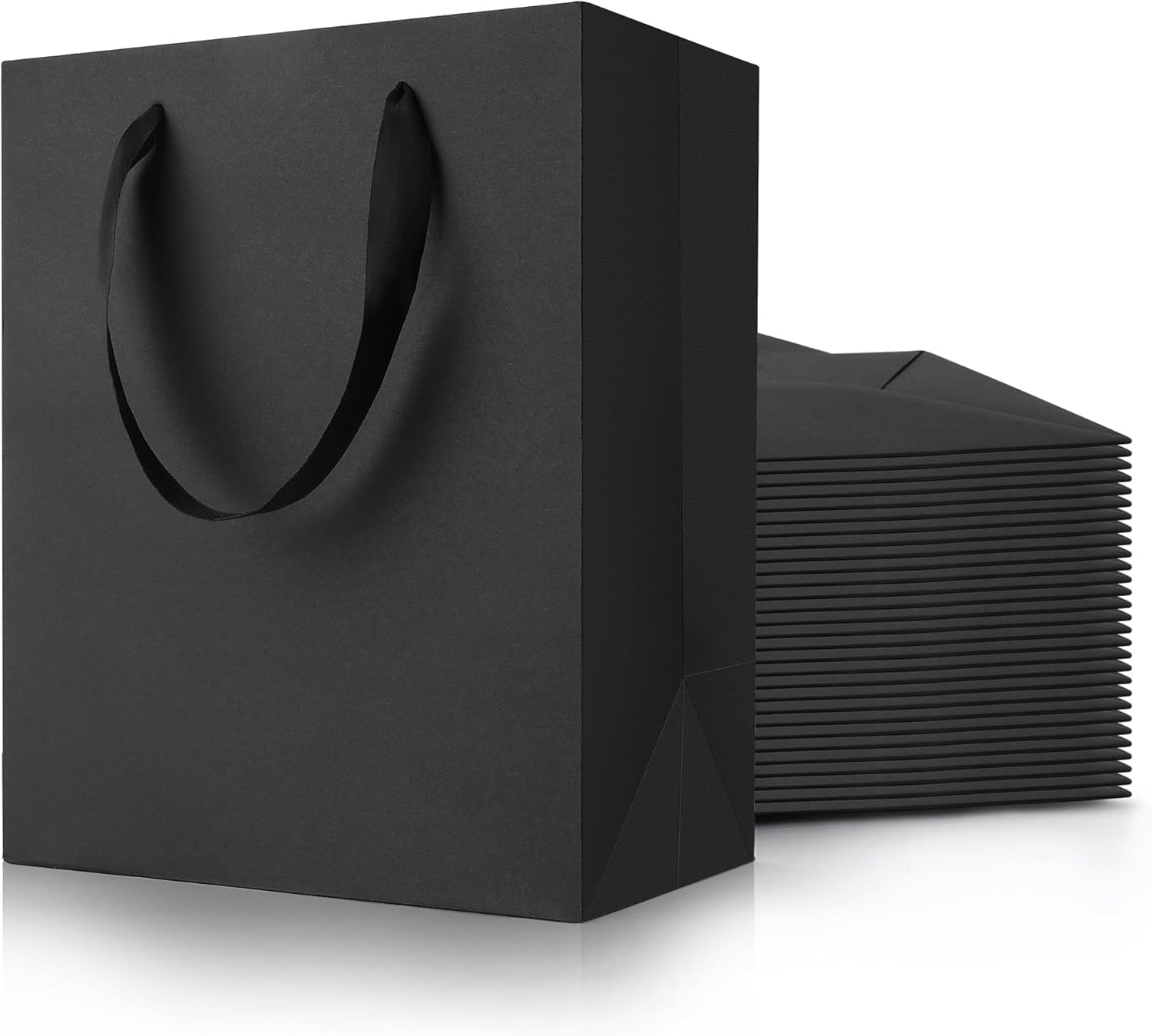 Black Gift Bags With Handles by PrimeSign - 50 Pack