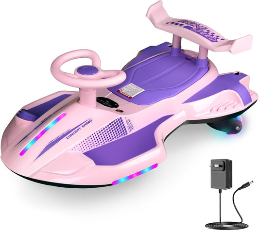 12V Electric Wiggle Car Ride On Toy for Kids with Bluetooth