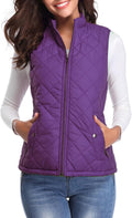 Fuinloth Women's Quilted Vest Stand Collar Lightweight (Style RJ4T)