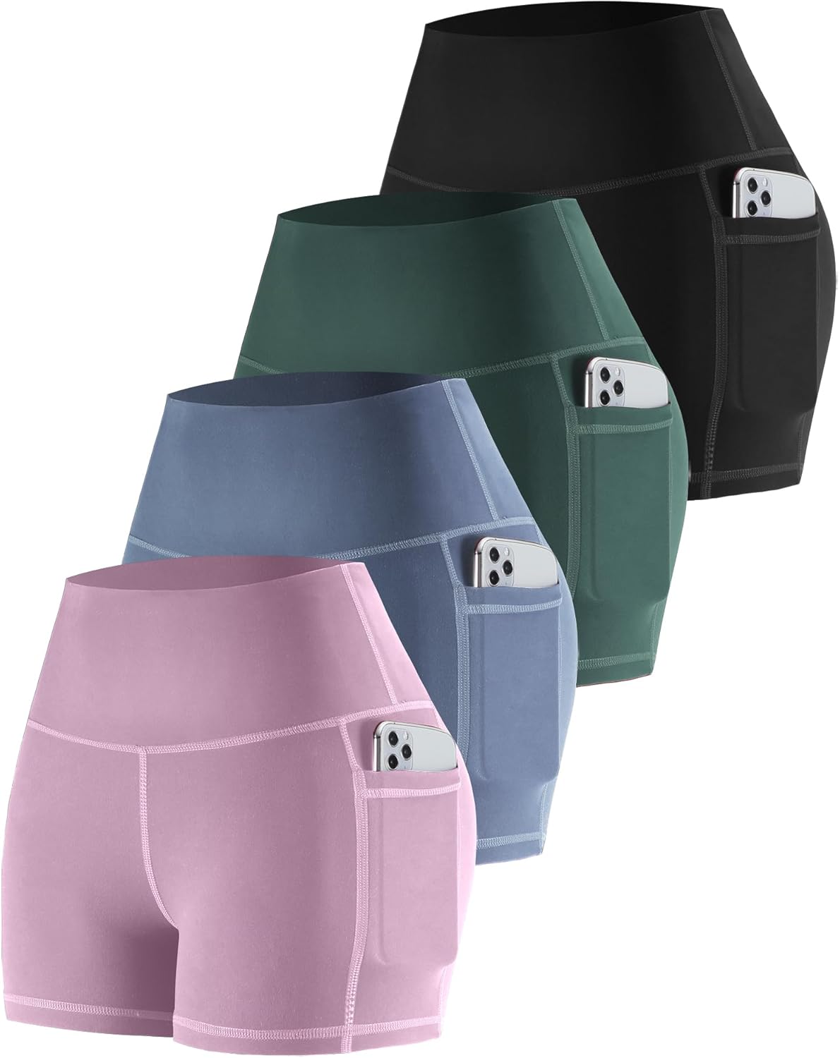 High Waisted Biker Yoga Shorts with Pockets for Women