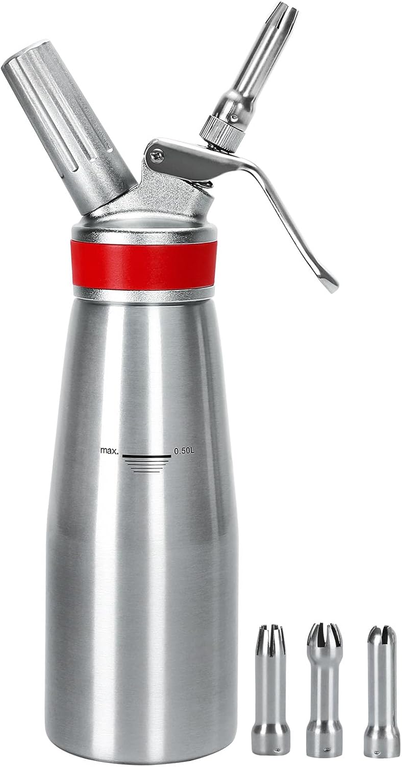 Professional Whipped Cream Dispenser with 3 Nozzles for Decor