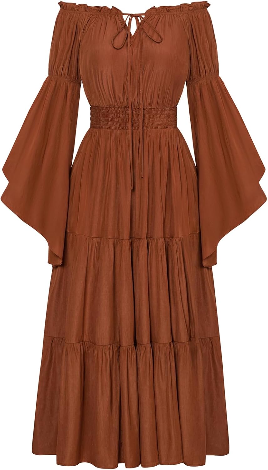 Scarlet Darkness Renaissance Costume Off Shoulder Maxi Dress
