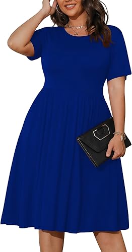POSESHE Womens Plus Size Summer Dress with Pockets for Comfort