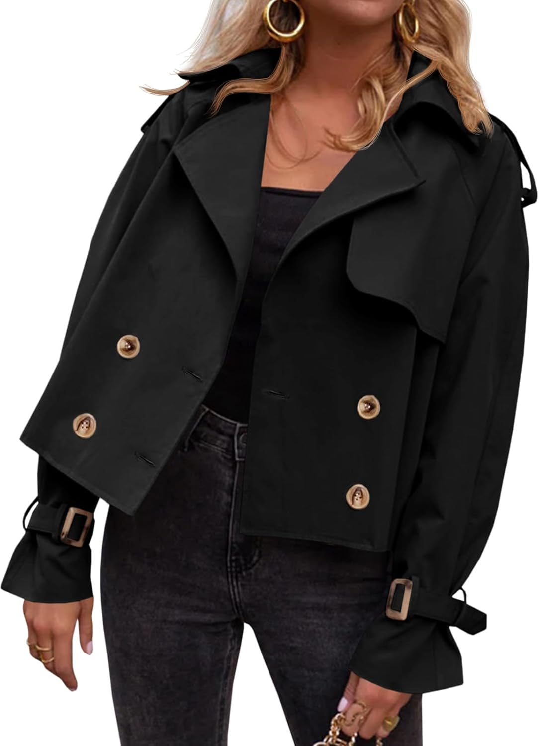 Stylish Womens Cropped Trench Coat for Elegant Casual Wear