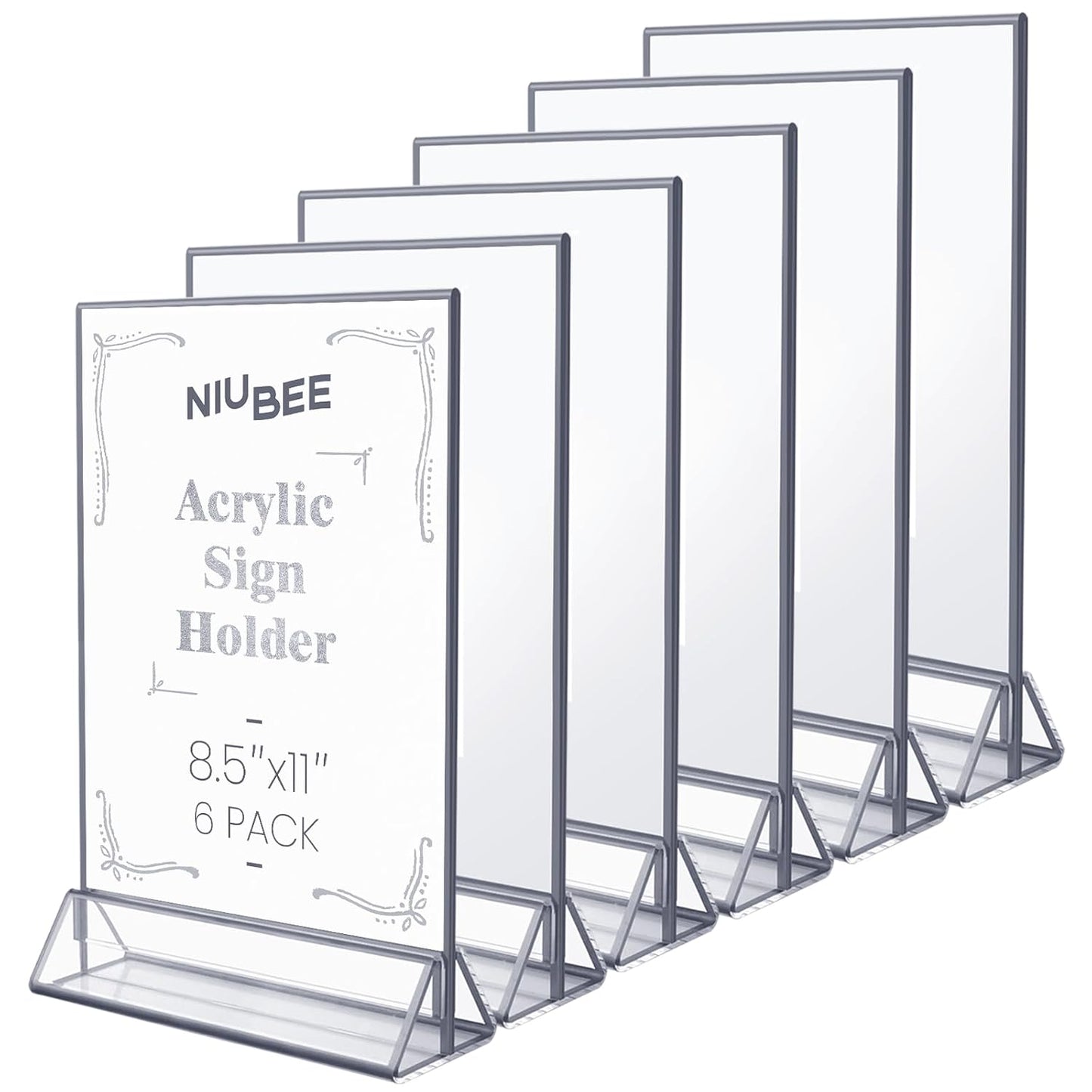 NIUBEE 6Pack 8.5x11 Clear Acrylic Sign Holder for Events