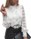 Stylish Women's Lace Mock Neck Long Sleeve Top for Classy Outfits