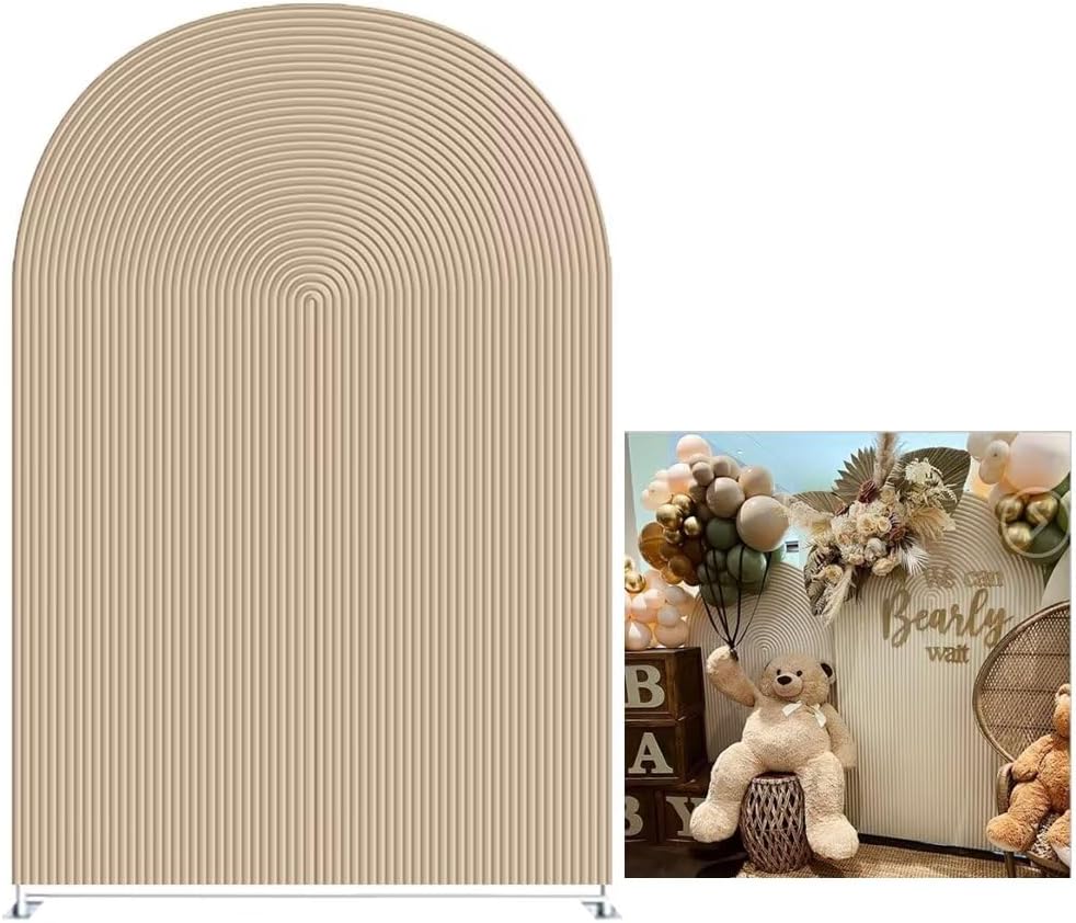 KONPON Beige Ripples Arched Frame Fabric Cover for Events