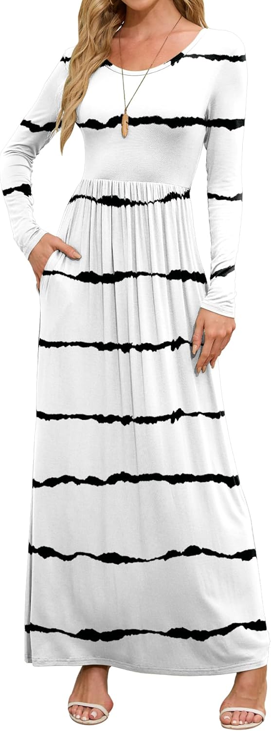 DEARCASE Women's Maxi Dress with Pockets for Casual Elegance