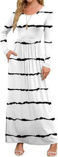 Women's Maxi Dress with Pockets - Soft Rayon Long Sleeve Maxi
