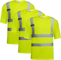 Hi Vis T Shirt 3pcs High Visibility Work Shirts - 360 Safety Coverage