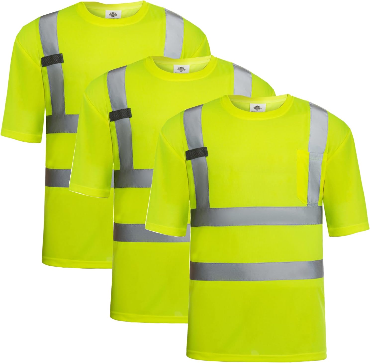 Dazonity Hi Vis T Shirt 3pcs for Work Safety with Reflective Strips
