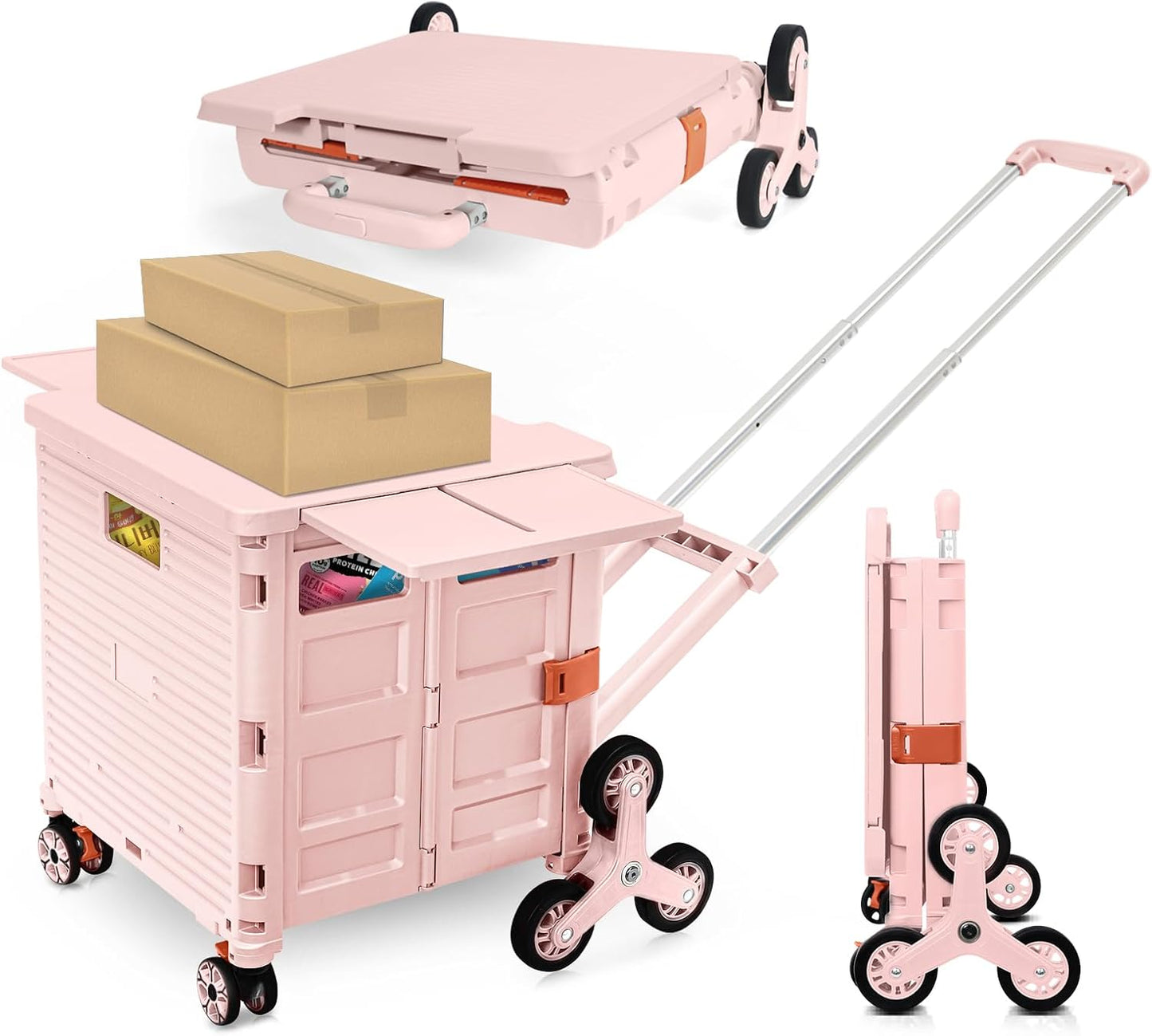 Foldable Utility Cart with Stair Climbing Wheels for Easy Transport