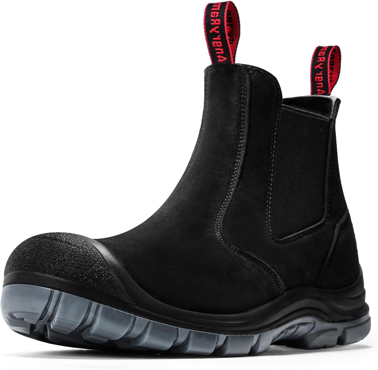 ANGRYRAM Steel Toe Slip on Work Boots for Men - Comfortable Safety