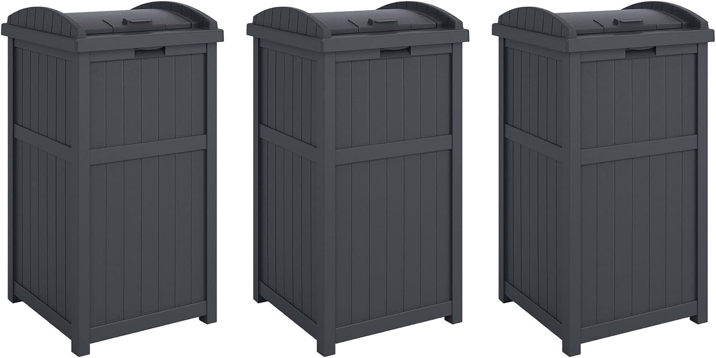 Suncast 3 Pack Trash Hideaway Refuse Container for Outdoors