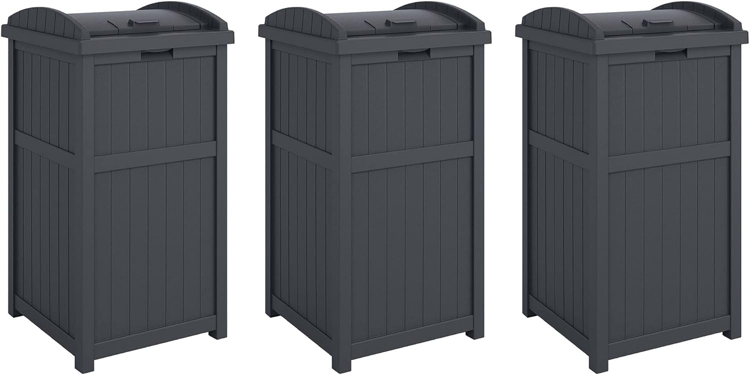 Suncast 3 Pack Trash Hideaway Refuse Container for Outdoors