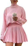 Women's 2 Piece Turtleneck Sweater and Pleated Mini