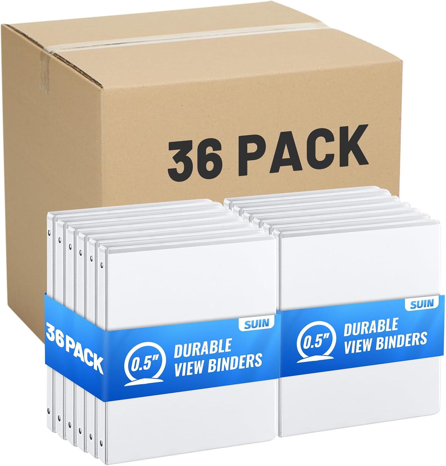 Basic 3 Ring Binder - Large Capacity 12 Pack for Organization