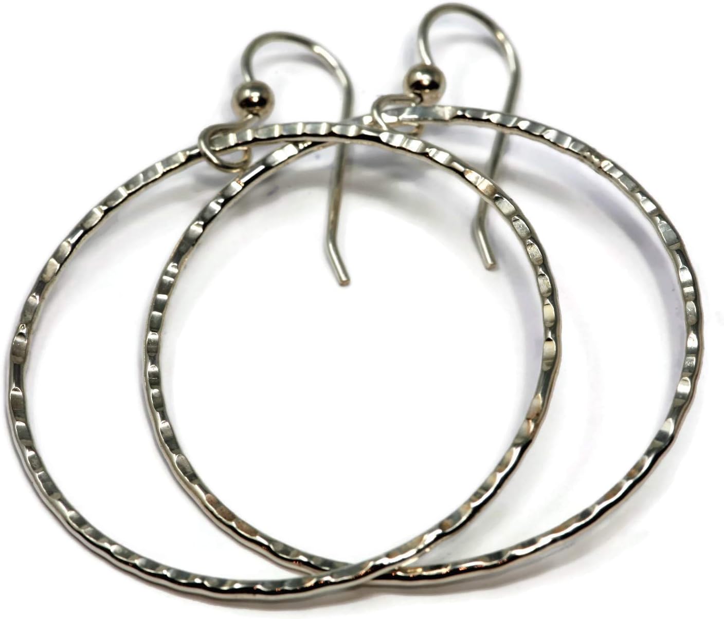 Argentium Silver Hoop Earrings with Hammered Texture Finish