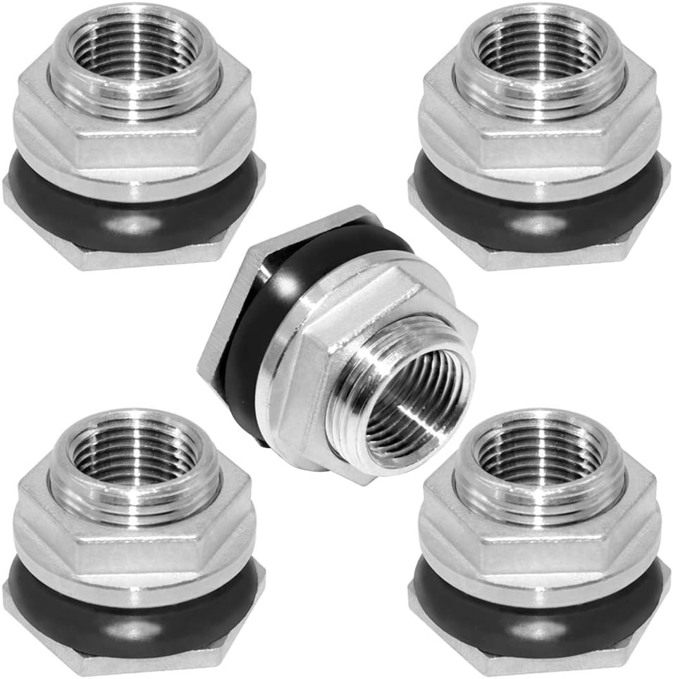 Beduan 1in Female Bulkhead Water Tank Connector Pack of 5