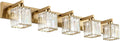 Crystal Vanity Light 5 Light Modern Brass Bathroom Fixture - Elegant