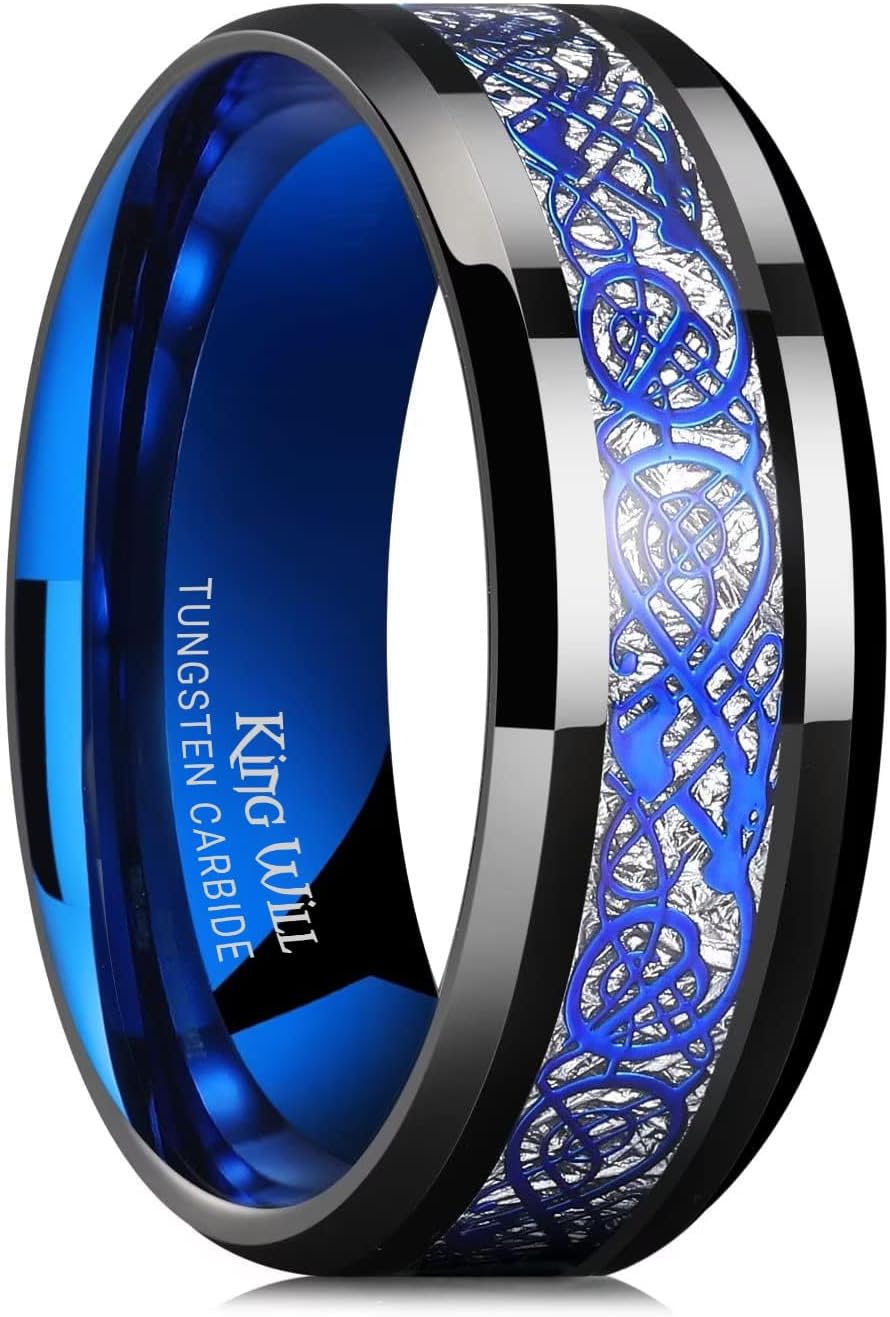 King Will Men's Dragon Celtic Tungsten Ring for Weddings & More
