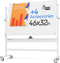 Rolling Dry Erase Board 46 x 32 - Large Mobile Magnetic Whiteboard