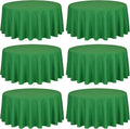 Round Tablecloth 90 in 6 Pack Green - Durable Washable Set
