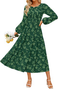 ZESICA Women's Fall Boho Floral Midi Dress - Flowy Autumn Style