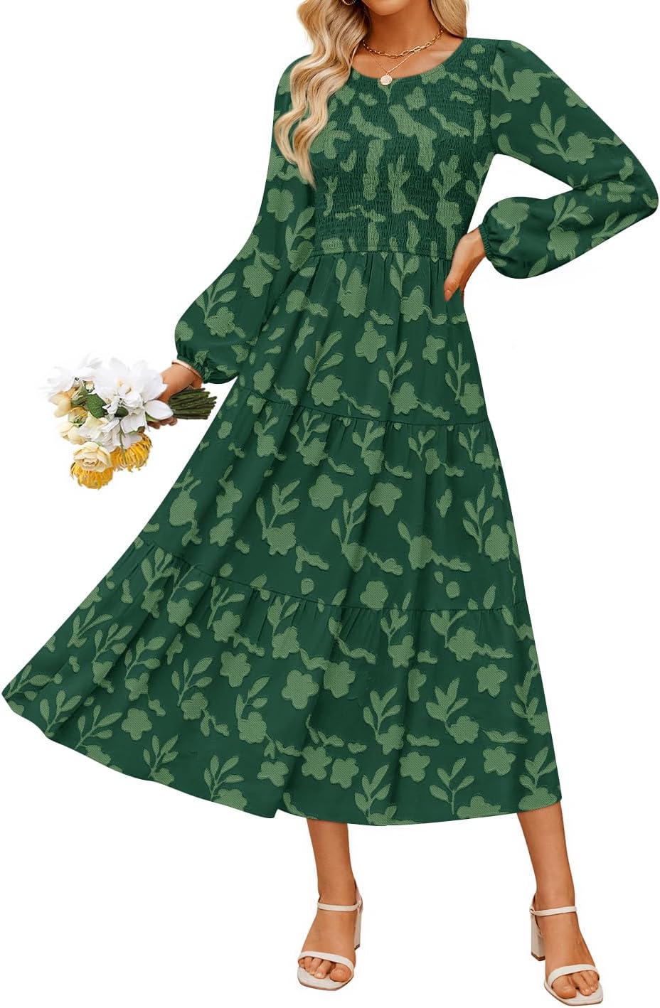 ZESICA Women's Fall Boho Floral Midi Dress for Every Occasion