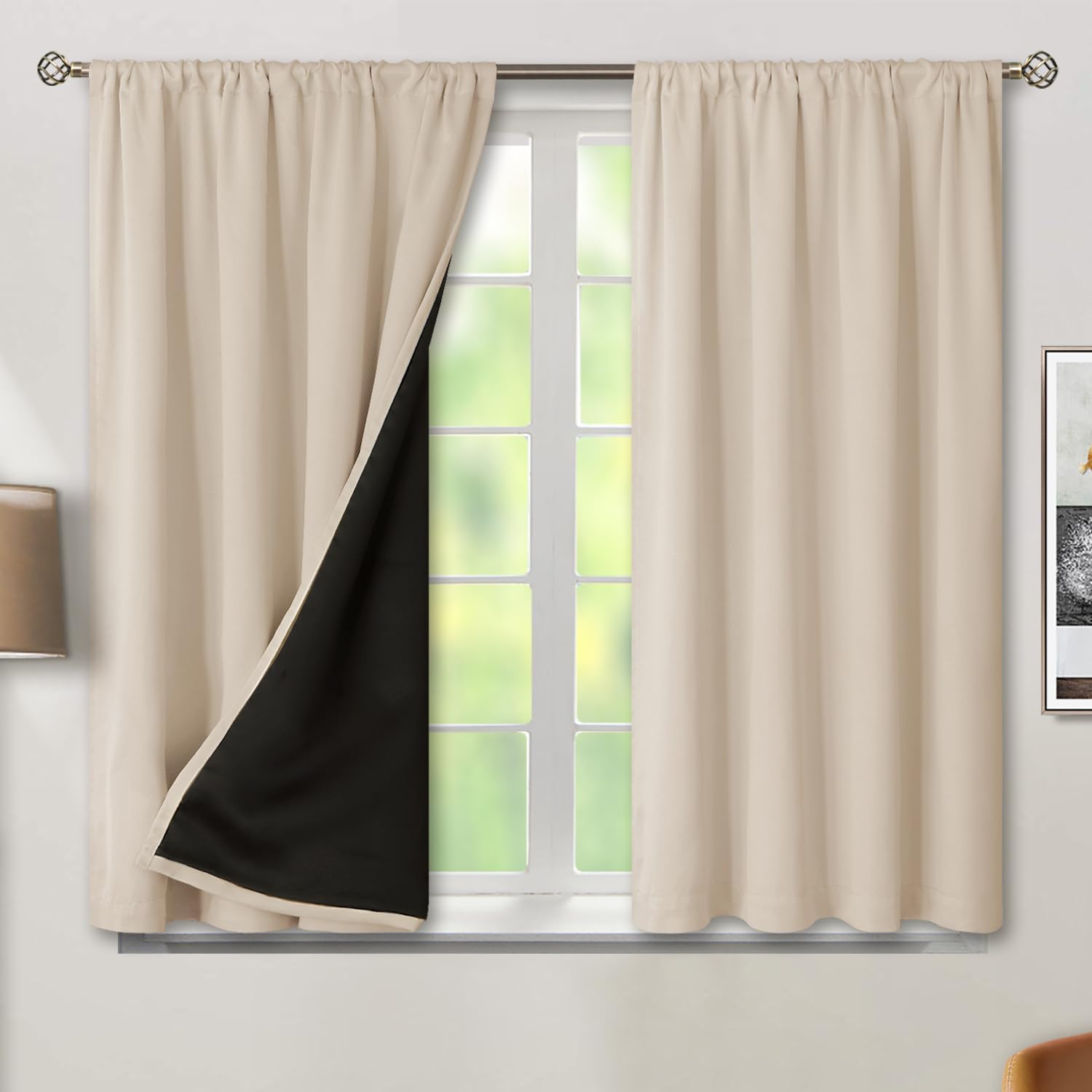 BGment Short Blackout Curtains for Bedroom, Thermal Insulated