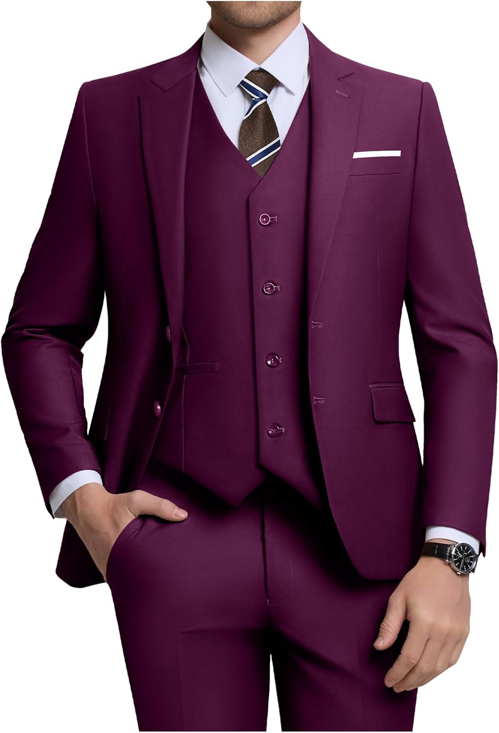 Men's 3 Piece Slim Fit Suit Set for Weddings and Business Events