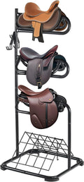Freestanding Saddle Stand 3-Tier Saddle Rack - Rotating Heavy Duty