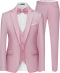 Men's 3 Pieces One Button Slim Fit Suit - Elegant Party Set