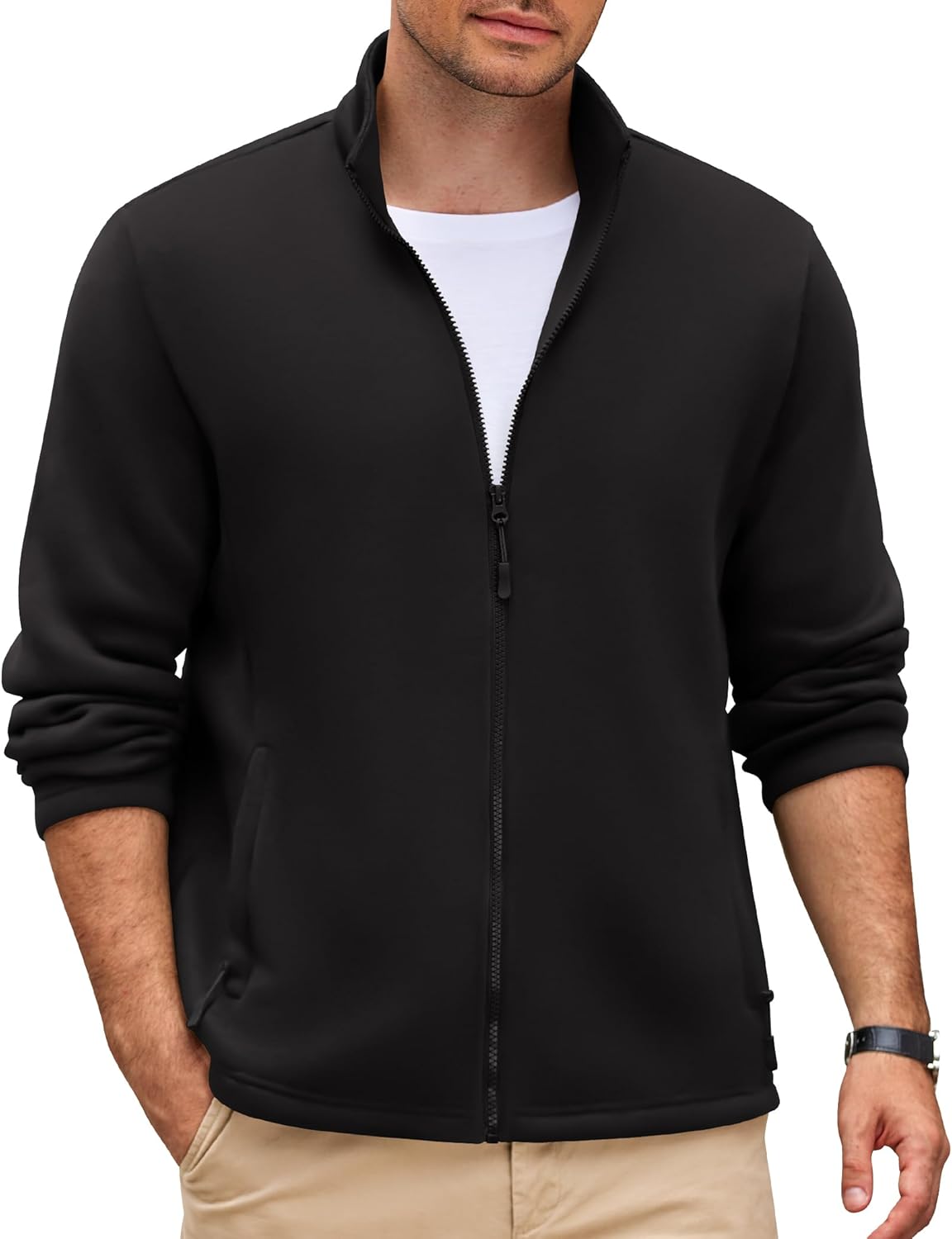 COOFANDY Mens Fleece Jacket Zip Up Lightweight Warm Casual Wear