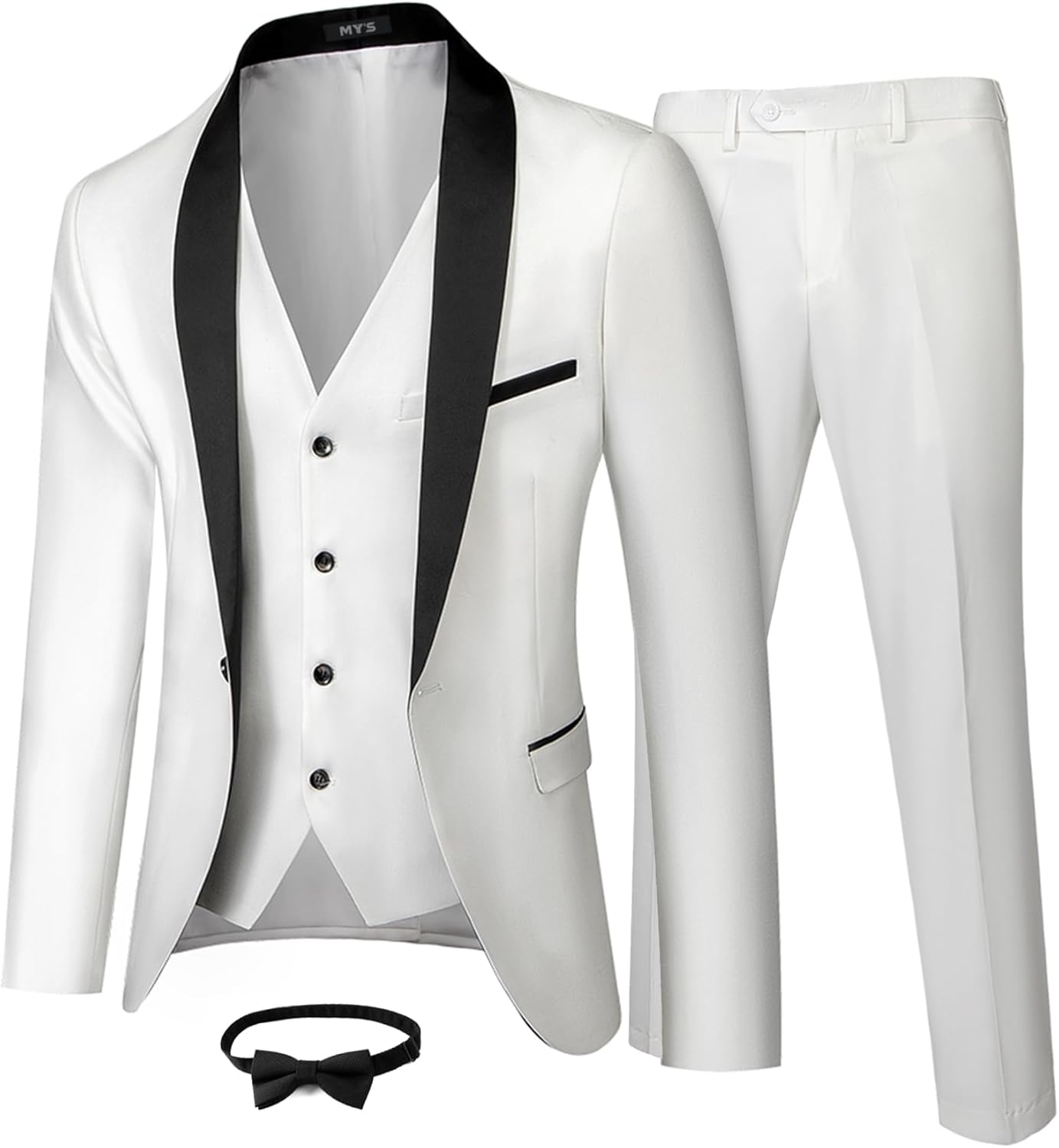 MY'S Mens 3 Piece Tuxedo Set for Weddings and Special Events