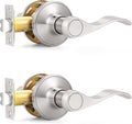 Brushed Nickel Wave Style Door Handle 2 Pack - Passage Levers