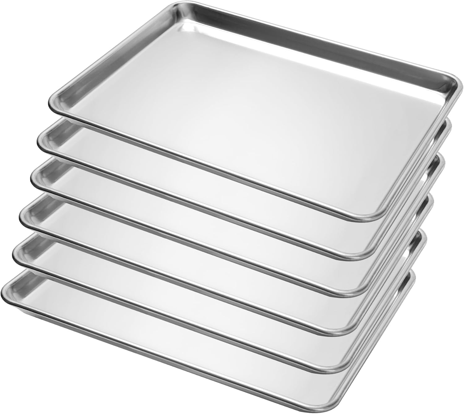 6 Pack Half Size Baking Sheet Pan for Oven and Freezer Use