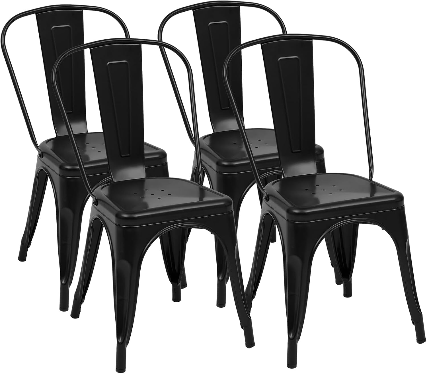 Metal Dining Chairs Set of 4 - Stackable & Stylish for Any Space