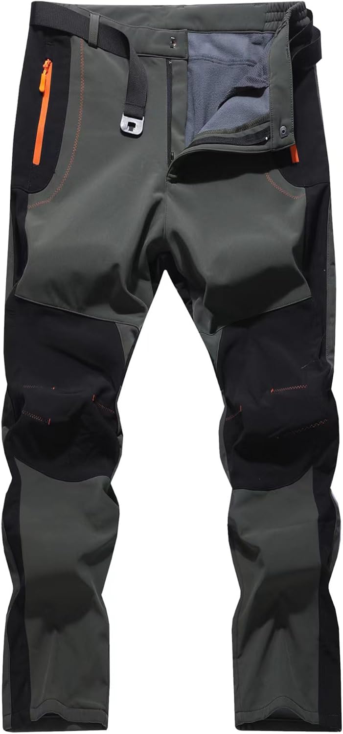 Men's Hiking Snow Ski Pants Softshell Fleece Lined Winter Gear