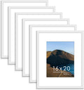 16x20 Picture Frame Set of 6 - White Collage Frames for Wall Display
