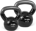 Yes4All Kettlebell Set 15 & 20 lbs - Durable Vinyl Coated Cast Iron