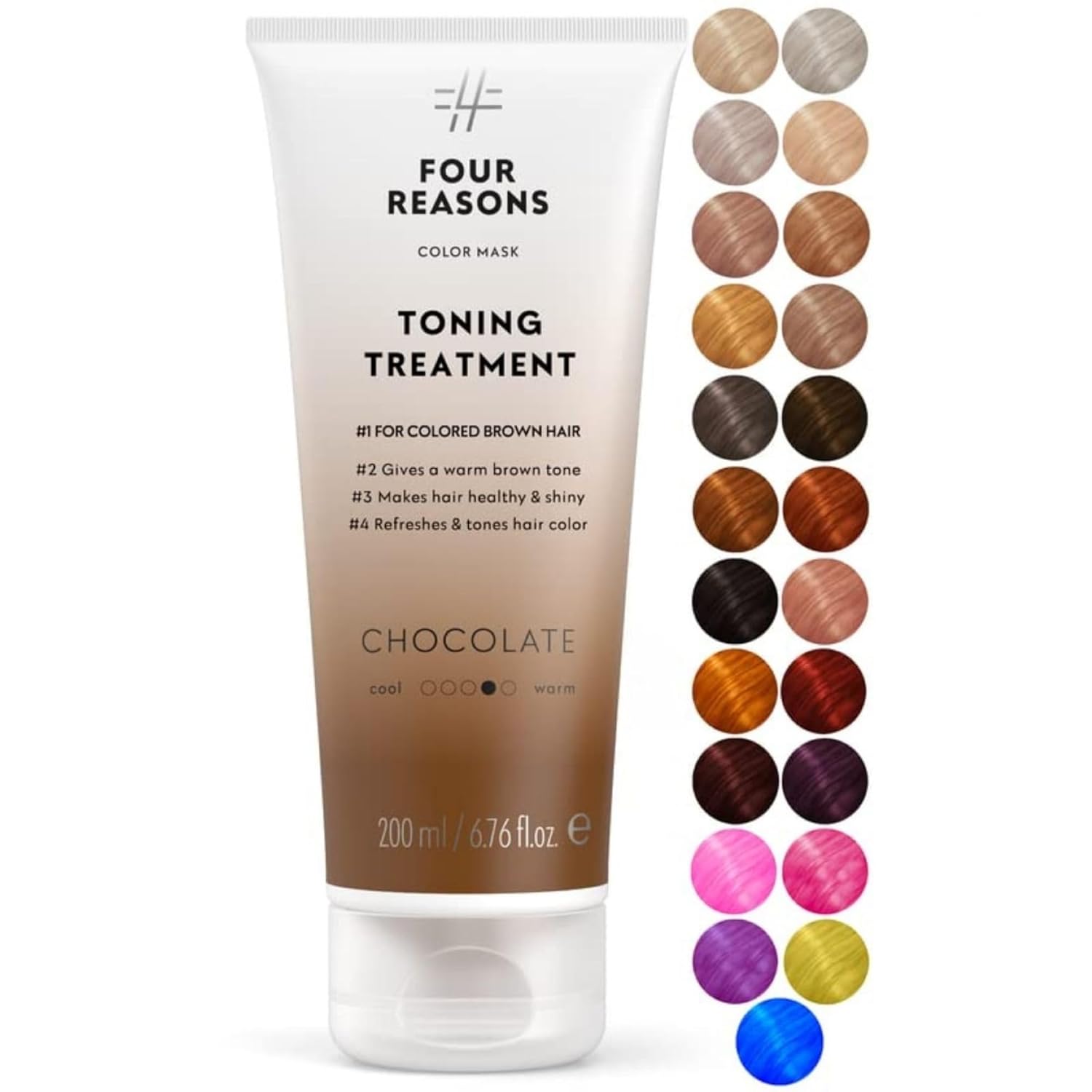 FOUR REASONS Chocolate Color Mask - Vibrant Tone Boost for Color-Treated Hair