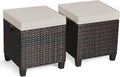 Outdoor Patio Ottoman Set 2 Pack - Durable Rattan Footstool
