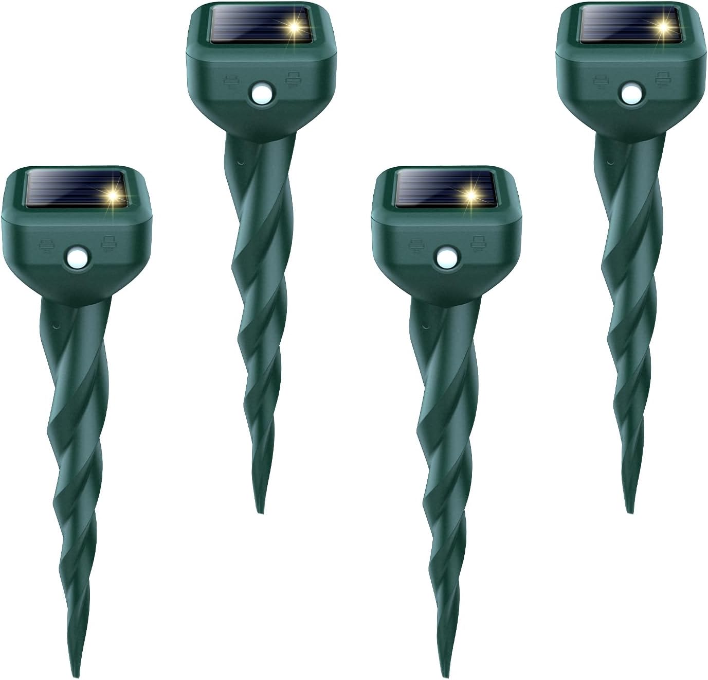 Mole Repellent Solar Powered Ultrasonic Deterrent Stake 4 Pack