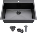 SHACO 28 in Drop-In Gunmetal Black Single Bowl Sink - Deep Utility