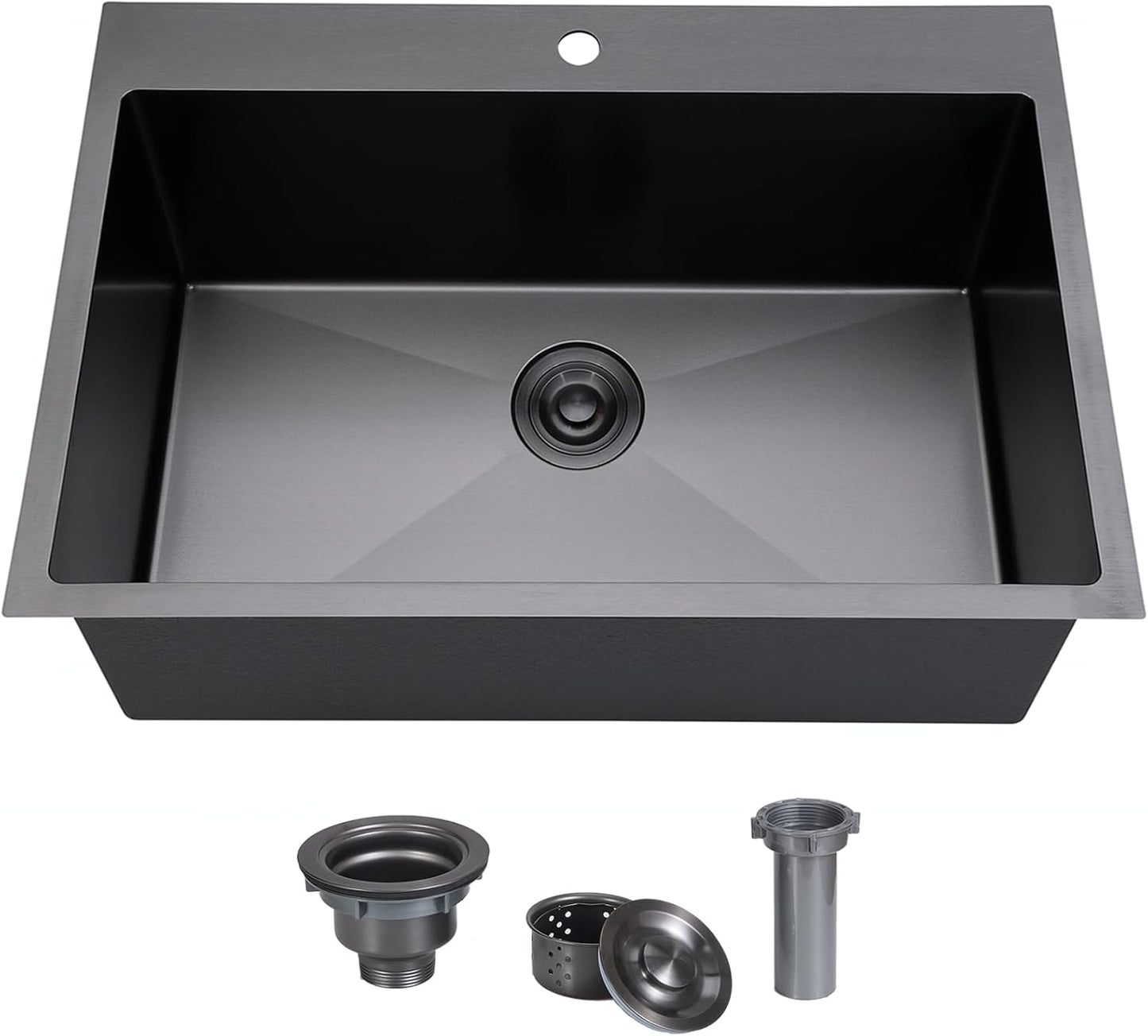 28 Inch Drop in Black Kitchen Sink - Durable Stainless Steel Design