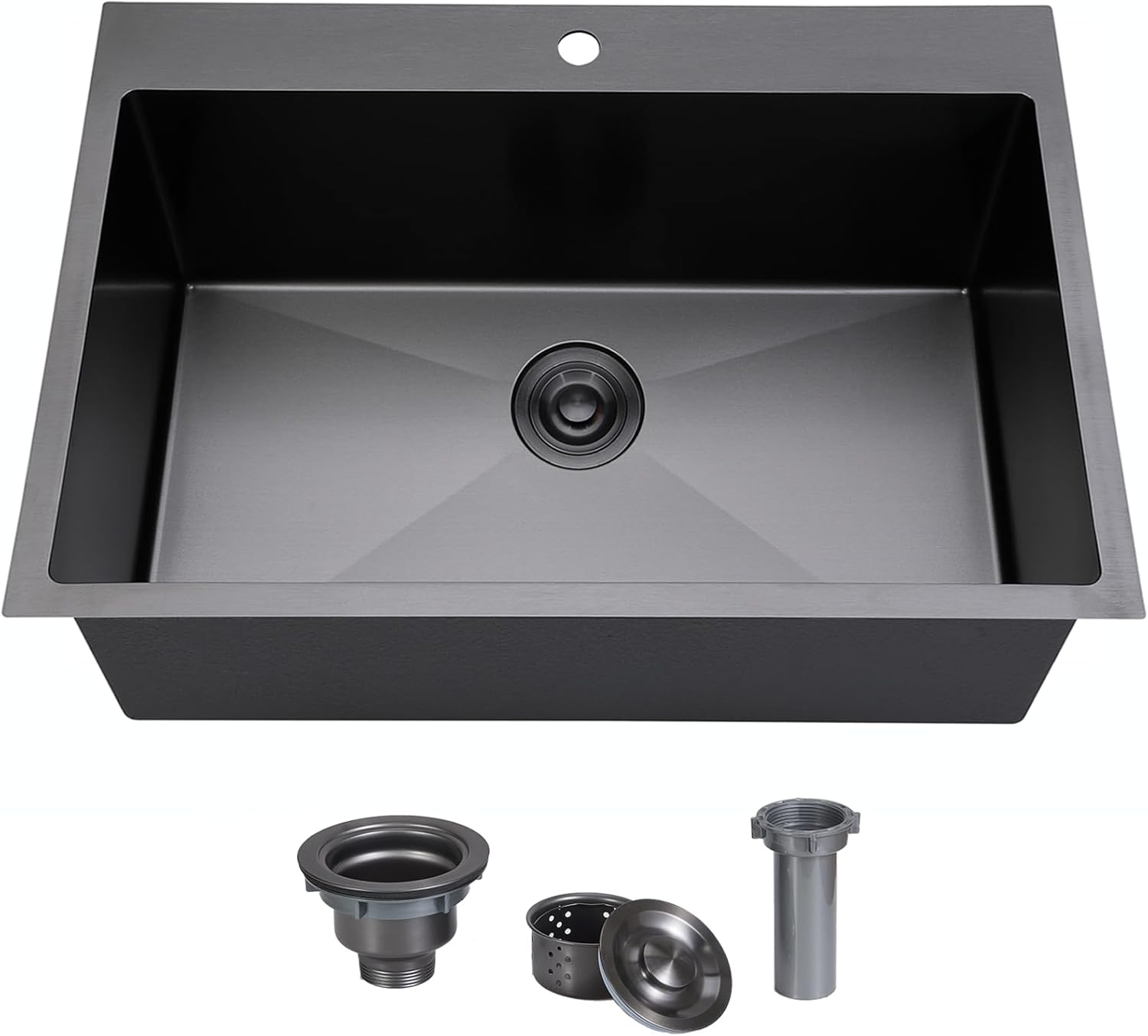28 Inch Drop in Black Kitchen Sink - Durable Stainless Steel Design