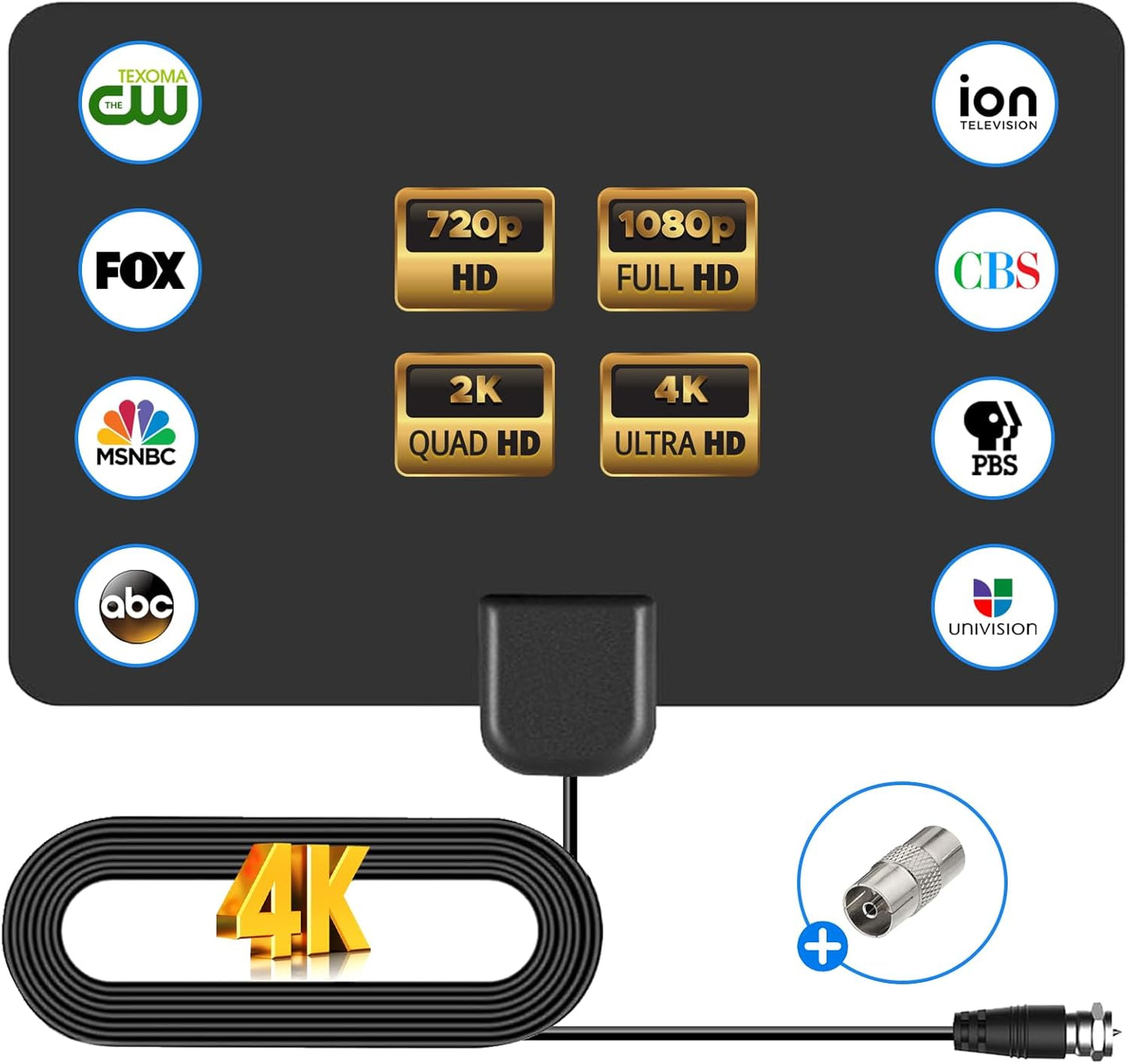 Enhanced Fortrek Indoor TV Antenna - 360 Reception