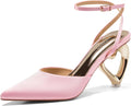 Coutgo Womens Kitten Heels Closed Pointed Toe Satin Pumps (Style 6GZC)