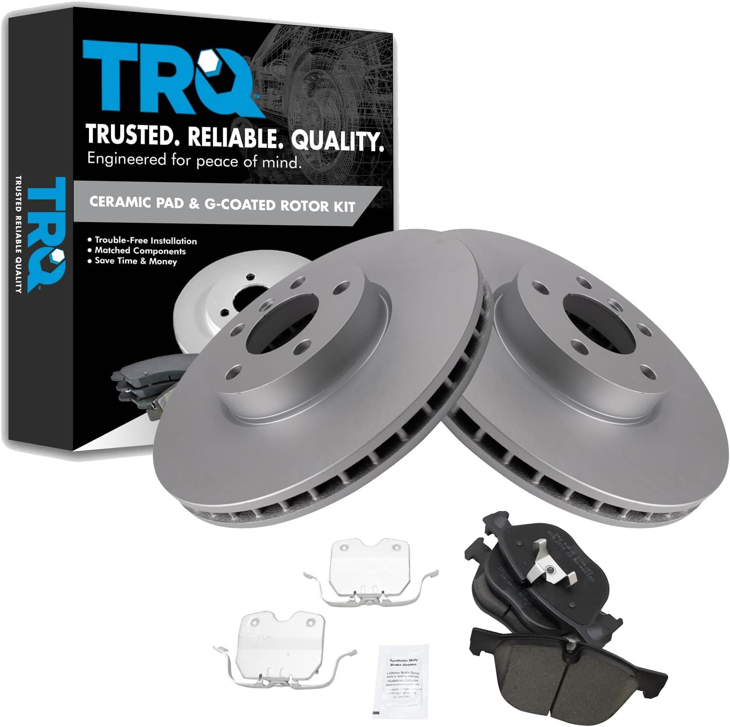 TRQ Front Brake Pad & Rotor Kit for BMW X5 and X6 Models